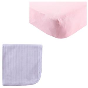 imageOrganic Cotton Fitted Crib Sheet ampamp Cotton Swaddle BlanketPinkLavender