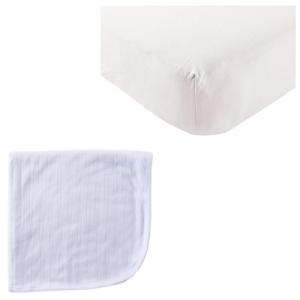 imageOrganic Cotton Fitted Crib Sheet ampamp Cotton Swaddle BlanketWhiteWhite