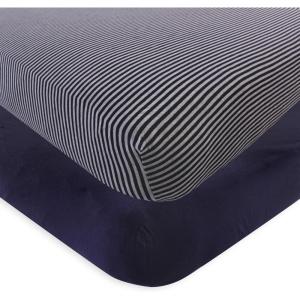 imageTouched by Nature Unisex Baby and Toddler Organic Cotton Crib Sheet Navy Heather Gray One Size Pack of 2One Size