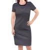 Women Black Stripe Short Sleeve
