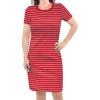 Women Red Stripe Short Sleeve