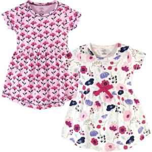 image:imageTouched by Nature BabyGirls Organic Cotton ShortSleeve and LongSleeve DressesBaby Toddler Pink Botanical Short Sleeve