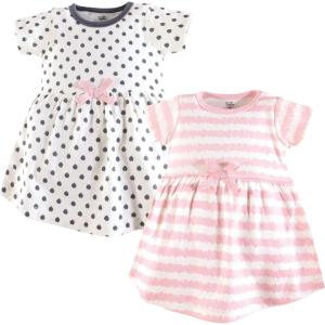 image:imageTouched by Nature BabyGirls Organic Cotton ShortSleeve and LongSleeve DressesBaby Toddler Pink Gray Scribble Short Sleeve