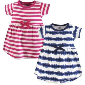 image:imageTouched by Nature BabyGirls Organic Cotton ShortSleeve and LongSleeve DressesBaby Toddler Tie Dye Stripe Short Sleeve
