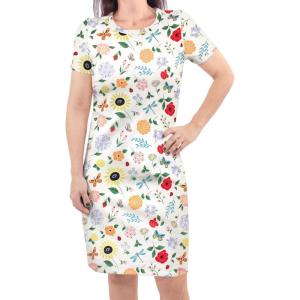 image:imageTouched by Nature BabyGirls Organic Cotton ShortSleeve and LongSleeve DressesWomen Flutter Garden Short Sleeve