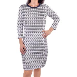 image:imageTouched by Nature BabyGirls Organic Cotton ShortSleeve and LongSleeve DressesWomen Navy Trellis Long Sleeve