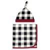 image:imageTouched by Nature Unisex Baby Organic Cotton Swaddle Blanket and Headband or Cap Cherry Blossom One SizeBlack Plaid