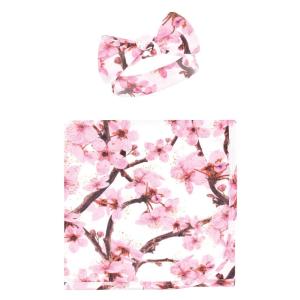 image:imageTouched by Nature Unisex Baby Organic Cotton Swaddle Blanket and Headband or Cap Cherry Blossom One SizeCherry Blossom