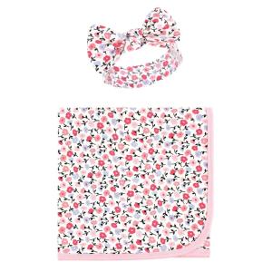 image:imageTouched by Nature Unisex Baby Organic Cotton Swaddle Blanket and Headband or Cap Cherry Blossom One SizeDitsy Floral