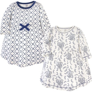 image:imageTouched by Nature Girls Toddler Baby and Womens Organic Cotton ShortSleeve and LongSleeve DressesBaby Toddler Blue Elephant Long Sleeve