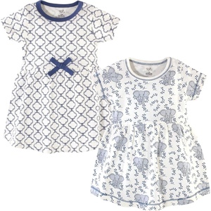 image:imageTouched by Nature Girls Toddler Baby and Womens Organic Cotton ShortSleeve and LongSleeve DressesBaby Toddler Blue Elephant Short Sleeve