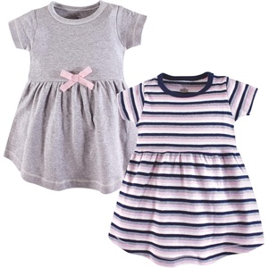 image:imageTouched by Nature Girls Toddler Baby and Womens Organic Cotton ShortSleeve and LongSleeve DressesBaby Toddler Heather Gray Stripe Short Sleeve