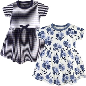 image:imageTouched by Nature Girls Toddler Baby and Womens Organic Cotton ShortSleeve and LongSleeve DressesBaby Toddler Navy Floral Short Sleeve