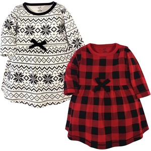 image:imageTouched by Nature Girls Toddler Baby and Womens Organic Cotton ShortSleeve and LongSleeve DressesYouth Buffalo Plaid Long Sleeve