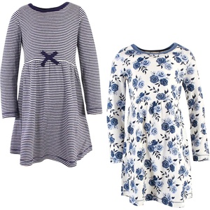 image:imageTouched by Nature Girls Toddler Baby and Womens Organic Cotton ShortSleeve and LongSleeve DressesYouth Navy Floral Long Sleeve