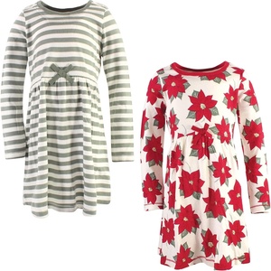 image:imageTouched by Nature Girls Toddler Baby and Womens Organic Cotton ShortSleeve and LongSleeve DressesYouth Poinsettia Long Sleeve