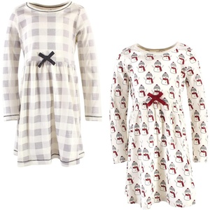 image:imageTouched by Nature Girls Toddler Baby and Womens Organic Cotton ShortSleeve and LongSleeve DressesYouth Snowman Long Sleeve