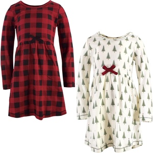 image:imageTouched by Nature Girls Toddler Baby and Womens Organic Cotton ShortSleeve and LongSleeve DressesYouth Tree Plaid Long Sleeve