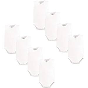 image:imageTouched by Nature Unisex Baby Organic Cotton Bodysuits 8 PackWhite Sleeveless