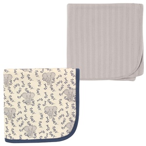image:imageOrganic Cotton Swaddle Blanket 2PackGrayElephant