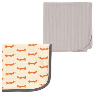image:imageOrganic Cotton Swaddle Blanket 2PackGrayFox